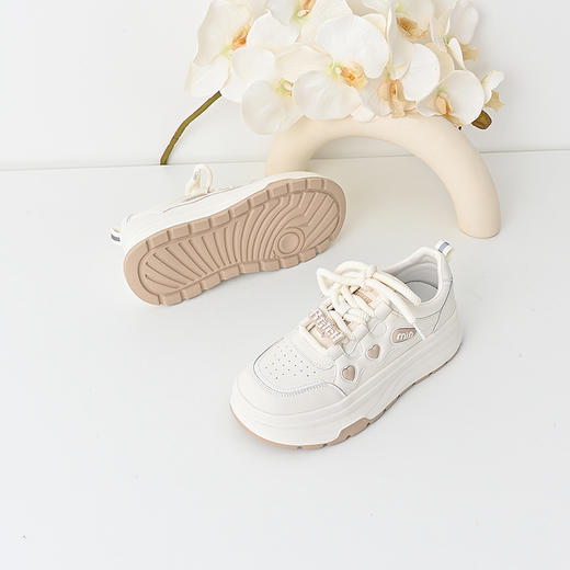 经典鲨2024年秋季款时尚韩版拼色系带平底通勤休闲小白鞋女KW326-D37191 商品图3
