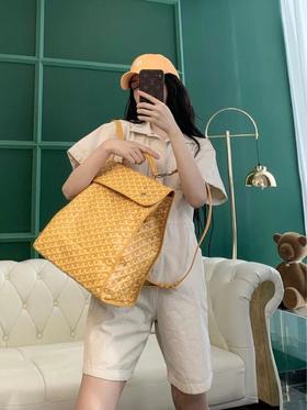 戈雅-狗牙狗牙Y字老花满印可折叠多口袋大容量 帆布拼小牛皮 手提包双肩包 中号 男女同款情侣款 11色可选（CB）