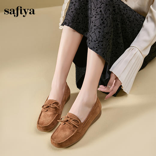 Safiya/索菲娅2024秋 复古真皮软底一脚蹬防滑休闲豆豆平底单鞋 SF43112438 商品图2