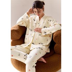 *【芬腾】月子服空气棉夹层针织薄夹棉加厚秋冬孕妇睡衣产后哺乳家居服