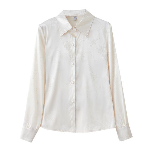 KQL-403H7780新款POLO领薄款衬衫女宽松提花气质国风复古衬衣开衫 商品图4