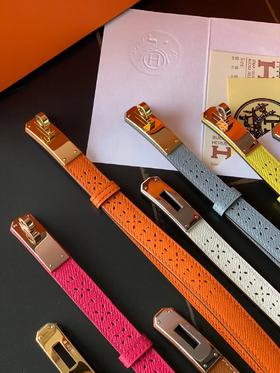 马家|凯利女款皮带EPSOM小牛皮，新款镂空穿孔花卉刺绣带身（SP）