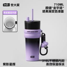 世大家极光星夜吸管杯紫影星辉（陶瓷款）710ml