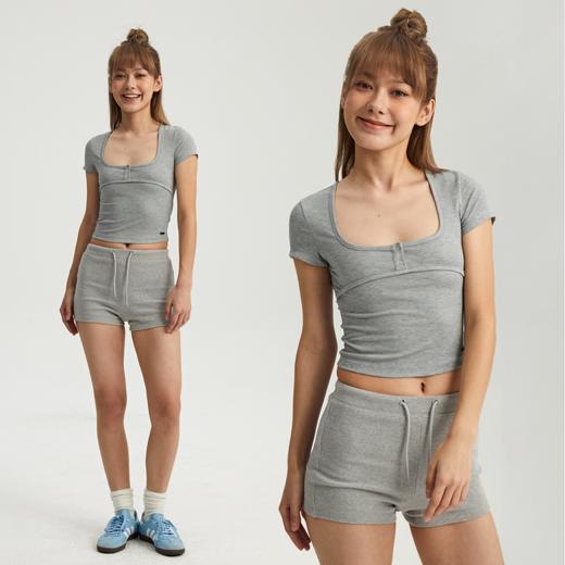 oneupU领弹力短袖T恤 商品图1