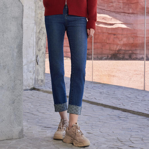 半身缘女裤 秋季新品九分牛仔裤高档简洁百搭舒适243102U30102532 商品图1