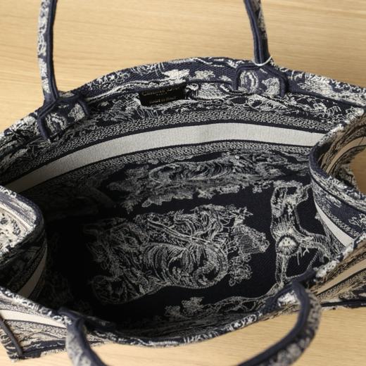 DIOR迪奥 BookTote Reverse茹伊印花 刺绣 托特包Tote包购物袋手提包 女款 蓝色）（CB） 商品图5