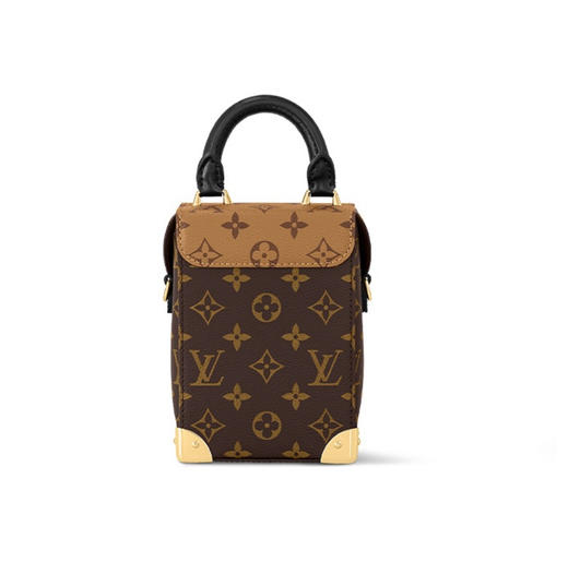 驴家Camera 老花满印锁扣开合链条 牛皮革 盒子包手机包手提单肩斜挎包 女款 棕色 商品图2