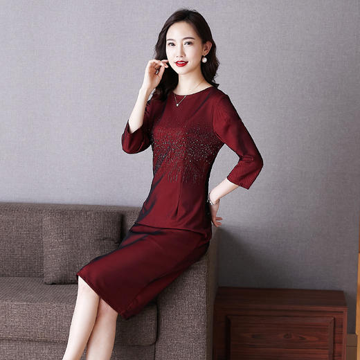 改良钉珠婚宴连衣裙秋季喜婆婆参加婚礼礼服LC2167 商品图3