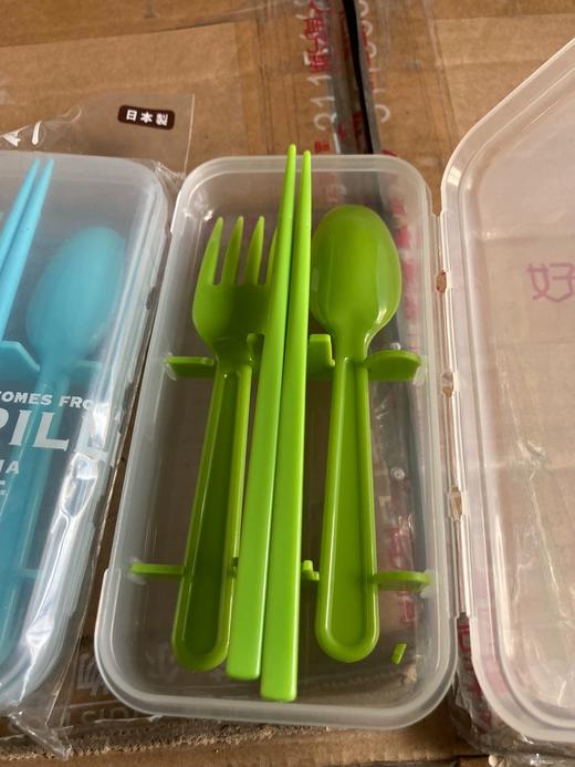 日本yamada塑料餐具三件套便携式盒装餐具原装正品 商品图2