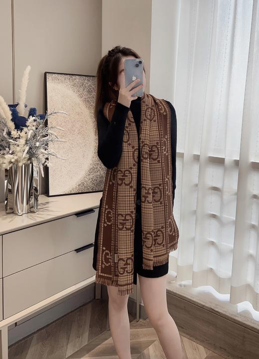 古驰 GG 《千鸟格双面大G》 围巾 四色合集（CB） 商品图1