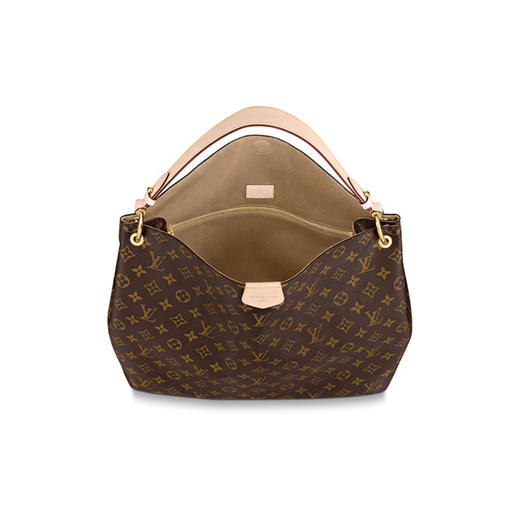 驴家Graceful MM *老花满印磁扣开合 涂层帆布拼牛皮革饰边 hobo包托特包单肩包手提包 女款 棕色（CB） 商品图3