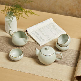 【活瓷陶器茶具】多福圆满茶具套装1壶6杯1茶海