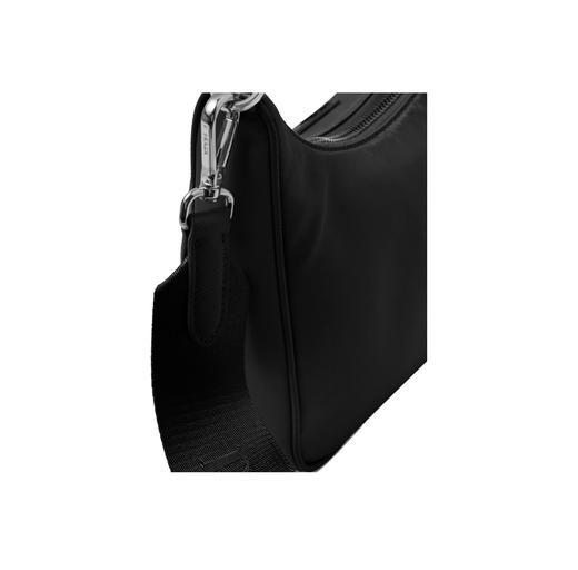 普家 Re-Edition 2005 搪瓷三角徽标可拆卸链条复刻 *尼龙拼皮 月牙腋下包手提单肩包 女款 黑色 *三合一 商品图6