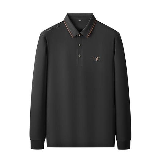 【新款DDP】大依优型大码弹力长袖Polo衫翻领男装加肥加大体恤大号上衣胖子弹力休闲商务 商品图0