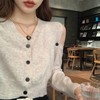 金蘑菇菇【弗洛伊德玫瑰】纸片人v领小短款设计感露肩小开衫 商品缩略图6