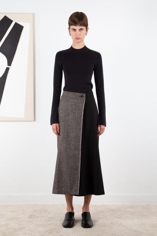 Ashlyn  灰黑拼接Rayna羊毛半裙 商品图4