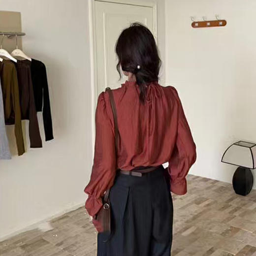 【特惠不退换】天丝绉褶皱设计长袖上衣   FLW-UJ4HC124220【24220#】 商品图1