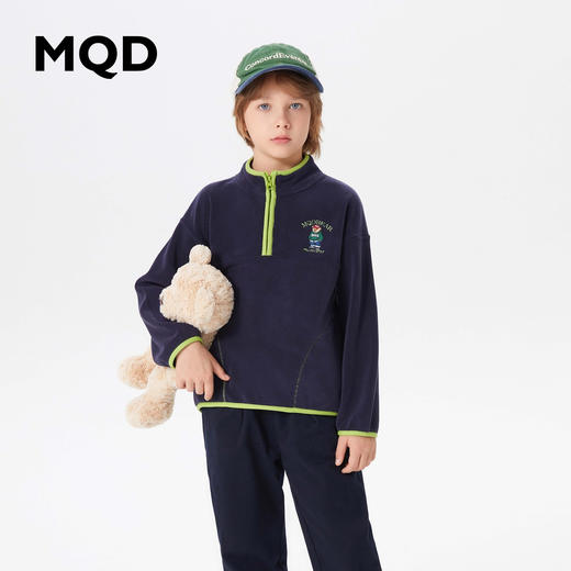 【MQD】童装男大童冬新款学院风保暖摇粒绒半开襟卫衣 商品图0
