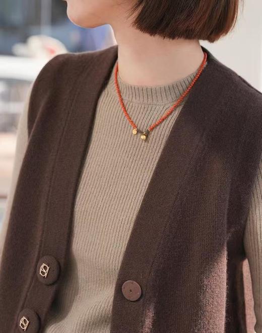 纯手工红色旺中女“中国红南红串绿松石项链手链 商品图6