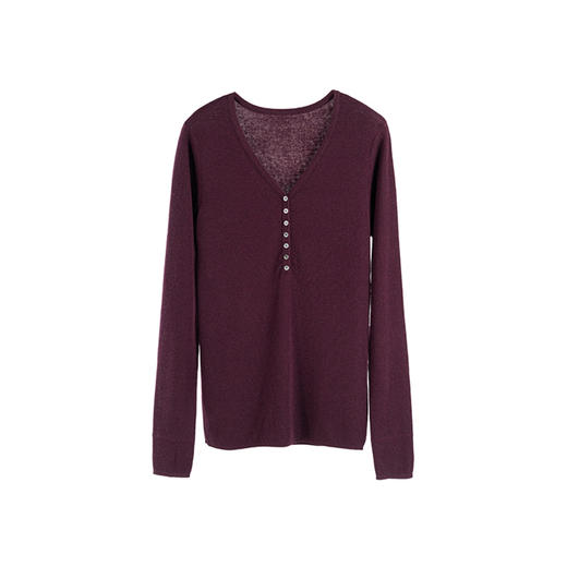 绽放旅行女装552朵/早秋多色v领半开襟简约轻薄百搭紧身套头毛衫 商品图4