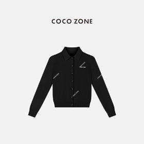 COCO ZONE 简约polo领毛针织开衫时尚单排扣上衣CC1C1883