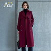 AD红色风衣女款2024新款春秋长袖外套宽松版中长款显瘦双排扣大衣 商品缩略图0
