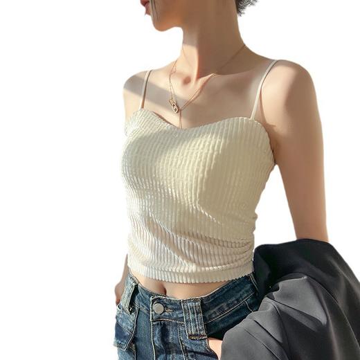 秋冬金丝绒小吊带背心女美背文胸一体打底带胸垫保暖上衣ins轻奢 商品图4