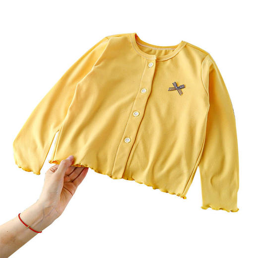 【秒杀】【39.9/任选2件起】巴比童装女童秋款外套花边针织衫宝宝圆领蝴蝶结童装开衫休闲春秋打底上衣★ 商品图4