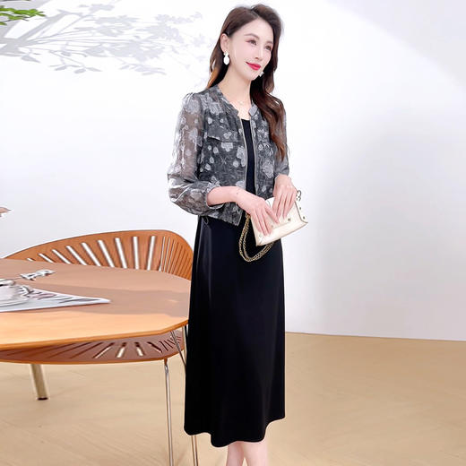 洋气印花外套+内搭连衣裙两件套QYM- LRX-NF2421-Y 商品图2