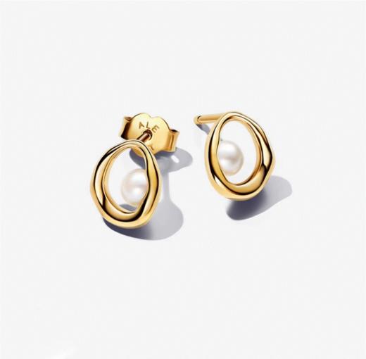 百货世界-潘多拉椭圆珍珠耳钉 商品图0