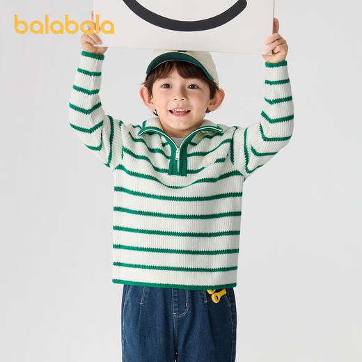 巴拉巴拉童装新款毛衣秋冬男童女童宝宝大童打底立领条纹时尚 商品图2