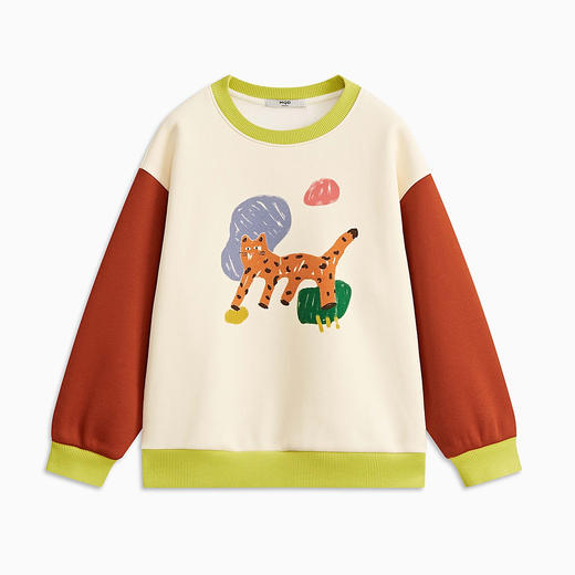 【MQD】童装男大童冬季新款趣味撞色卡通圆领红色新年卫衣儿童上衣 商品图4