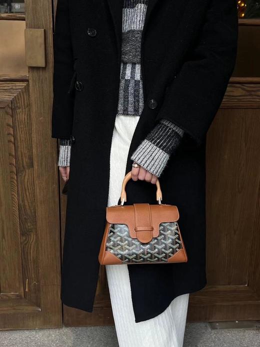 GOYARDl Saigon 老花满印皮革包角可拆卸肩带 榉木帆布拼皮 小废包贵妇包 单肩手提包 迷你 女款 11色可选（CB） 商品图4