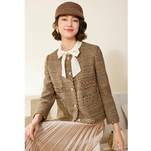 乔万尼秋冬新款小香风绵羊毛外套复古高级感EM3B305 商品图2