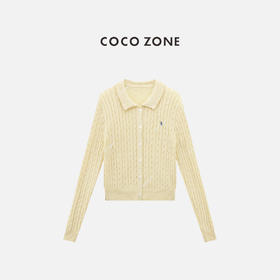 COCO ZONE 100棉翻领单排扣针织衫长袖上衣CC2C1376
