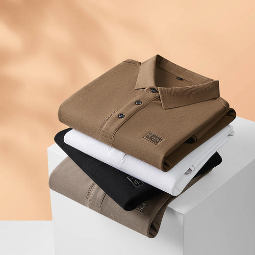 【100%棉】【新款DDP】大依优型大码长袖Polo衫翻领男装加肥加大体恤大号上衣胖子弹力休闲商务 商品图1