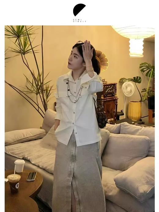 半圆/D24310329/简约果实纽扣水洗衬衫 商品图1