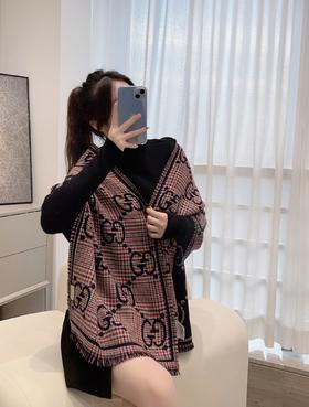 古驰 GG 《千鸟格双面大G》 围巾 四色合集（CB）