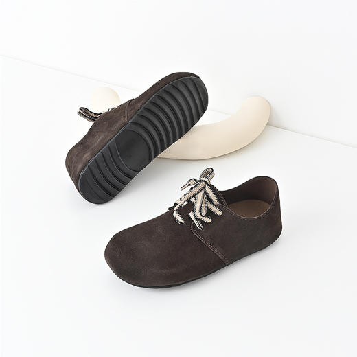 经典鲨2024年秋新款百搭圆头系带平底舒适通勤休闲鞋单鞋女KW161-D37161 商品图3