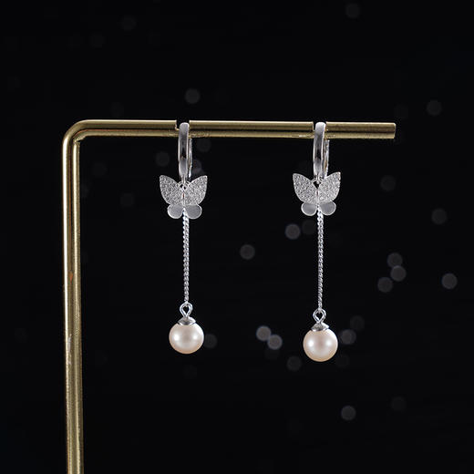 子佩集S925银珍珠耳环【Y-9072】纯银珍珠扣环耳圈2409 商品图2