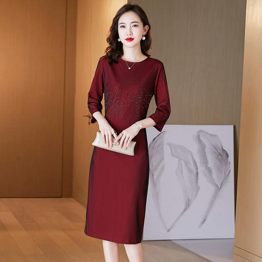 改良钉珠婚宴连衣裙秋季喜婆婆参加婚礼礼服LC2167 商品图1