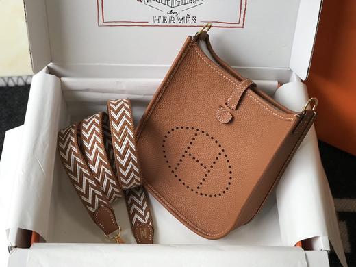 爱马仕 16伊芙琳金扣印花帆布肩带小公牛皮 单件斜跨包迷你女款（CB） 商品图1