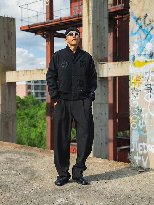 BK2024秋季黑色宽松微弹休闲西裤 商品图1