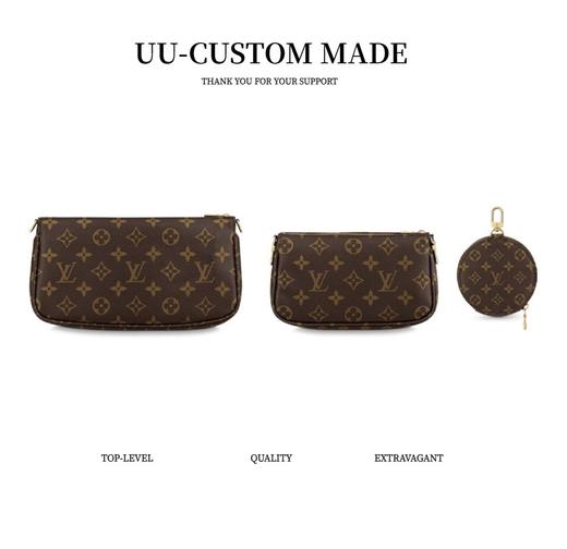 驴家｜LouIs VUITTON Multi Pochette 链条老花五合一组合包 帆布拼皮 麻将包腋下包手提单肩斜挎包 女款 卡其绿（CB） 商品图2