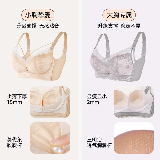 【A-D杯】熳洁儿 性感蕾丝文胸聚拢上托小胸聚拢大胸显小收副乳内衣24761515/24761516 商品图1