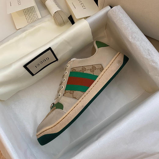 GUCCI古驰 Screener 帆布 GG珐琅 脏脏鞋 时尚板鞋 男女同款（HC） 商品图1