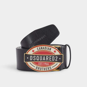 【二】DSQUARED2 男士珐琅金属搭扣牛皮腰带 黑色 BEM0480 12900001 M1165