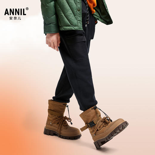 男女童全腰针织夹裤冬季新款安奈儿童装EM446528 商品图1