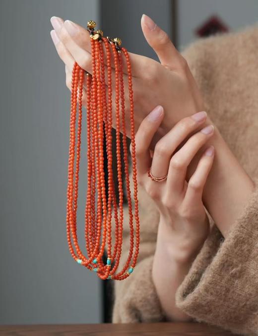 纯手工红色旺中女“中国红南红串绿松石项链手链 商品图0