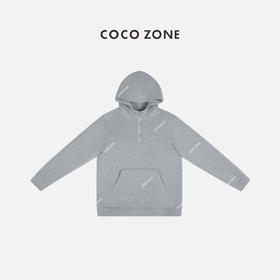 COCO ZONE美式连帽半拉链卫衣前幅口袋长袖上衣24C10061